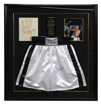 Muhammad Ali Signed Trunks In Large "The Greatest Display"